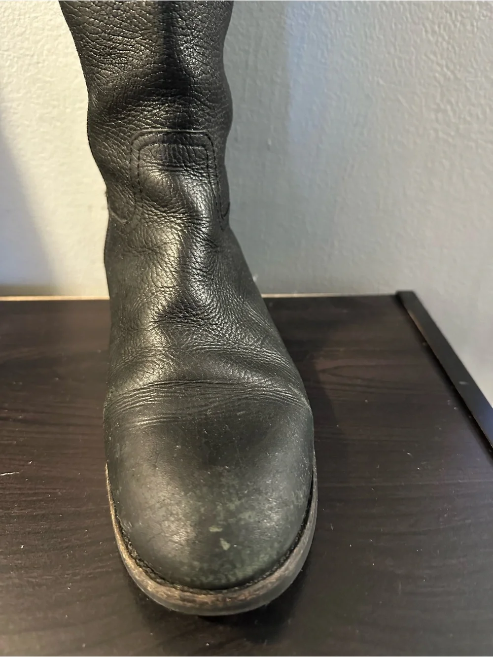 Tory Burch Black Leather Knee-High Logo Riding Boots